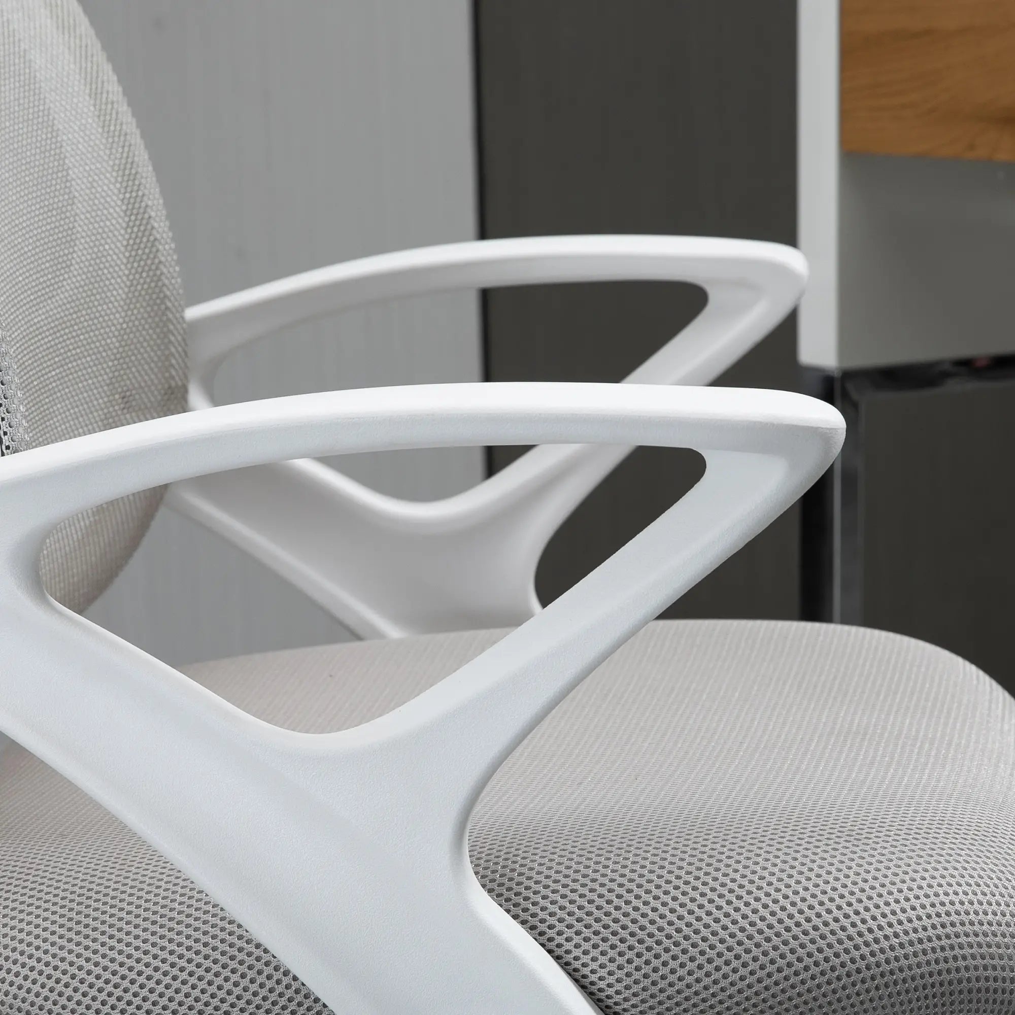 Grey Mesh Fabric Rocking Office Chair, Ergonomic Swivel Desk Chair with Adjustable Height
