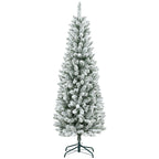 CHRISTMAS TREE - 180cm Christmas Tree with 479 Snowy Branches, Tall and Narrow Design with Folding Base, Green