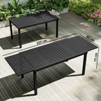 Outsunny Extendable Garden Table for 6-8 People, Aluminum with Slatted Top, Black
