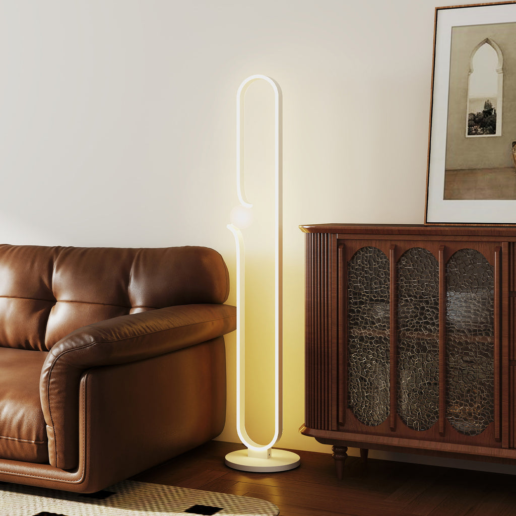 LED Floor Lamp in the Shape of a Musical Note with Adjustable Brightness and Pedal, 28x28x145 cm, White