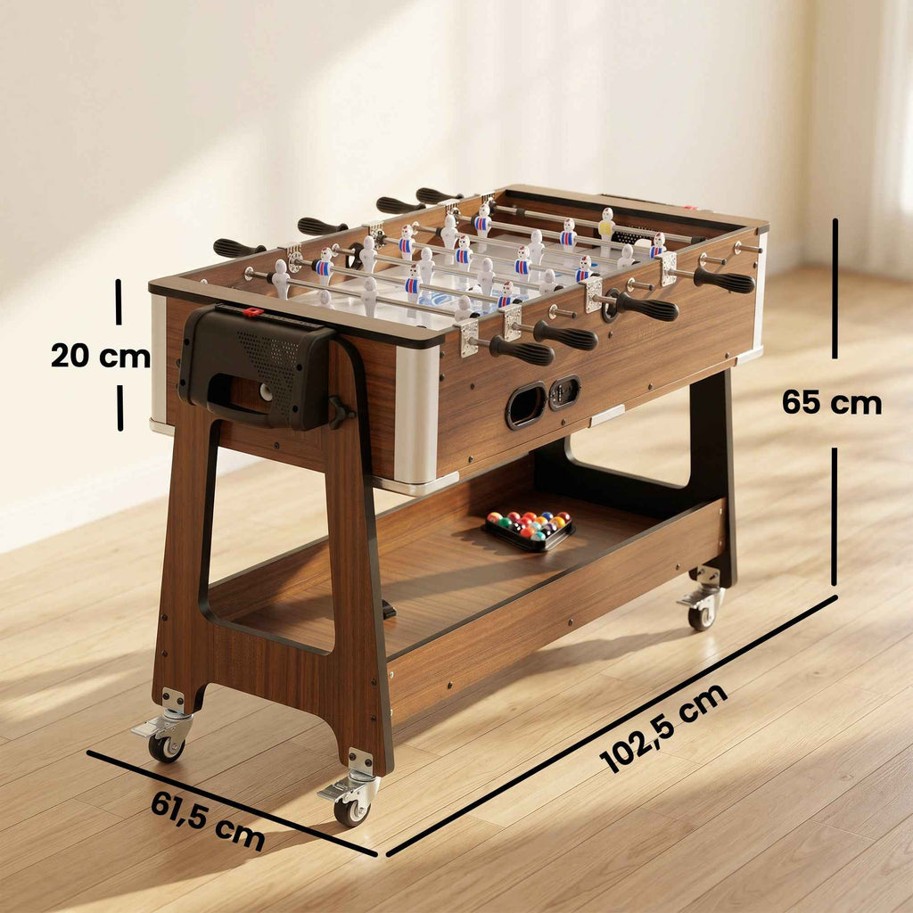 SPORTNOW 3-in-1 Table: Air Hockey, Pool Table, Table Football, Lockable Wheels, Shelf
