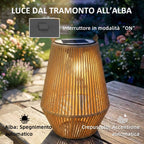 Outsunny Set of 2 Solar Rattan Lamps, with Automatic On/Off, IP44, 16x16x21 cm, Brown