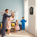 HOMCOM Dartboard with 6 Darts, Power Supply, 4 LED Displays and 27 Games, Made of ABS and PP, 44x51.5x3.2 cm, Black