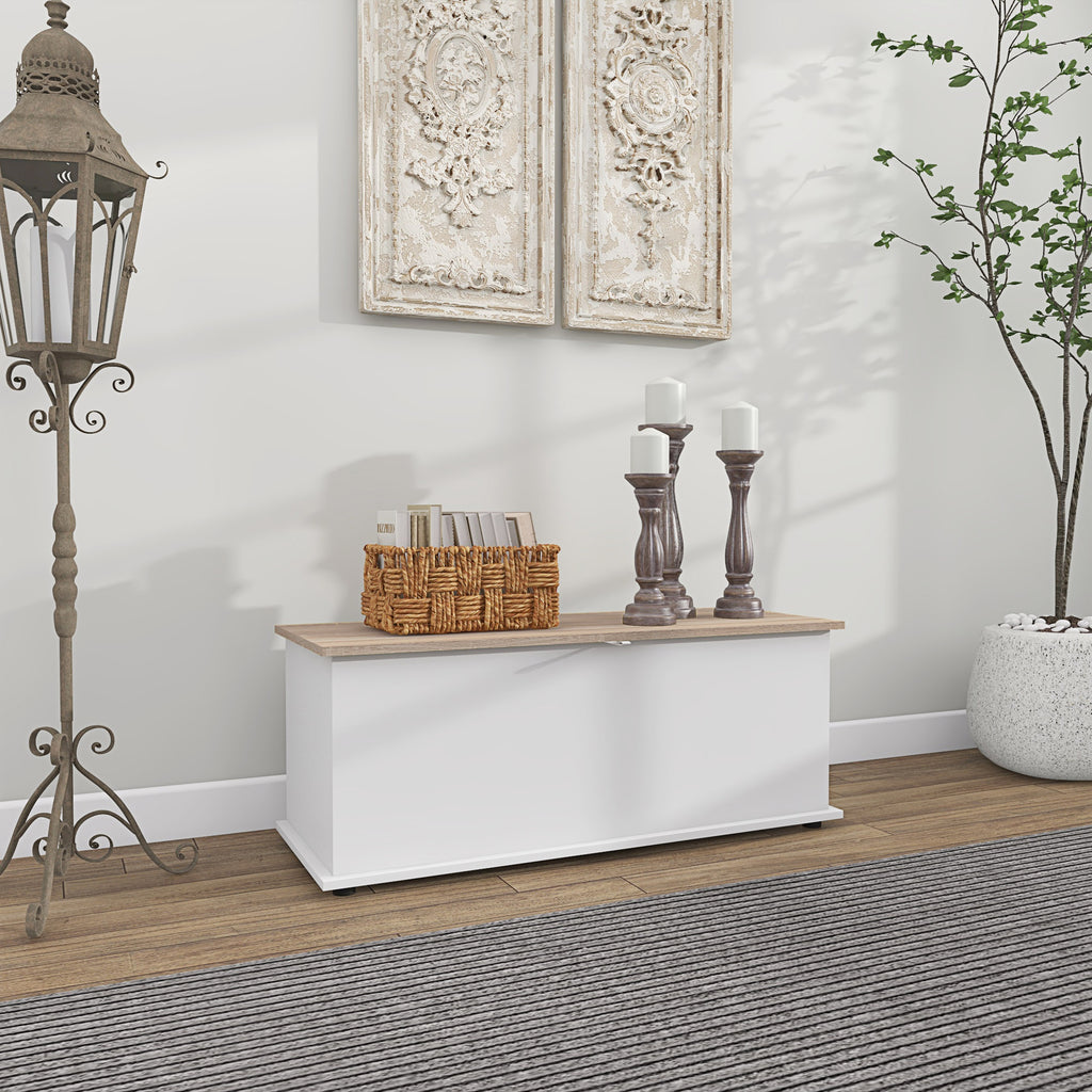 HOMCOM Multipurpose Wooden Storage Bench for Bedroom Entrance White 100x40x40cm