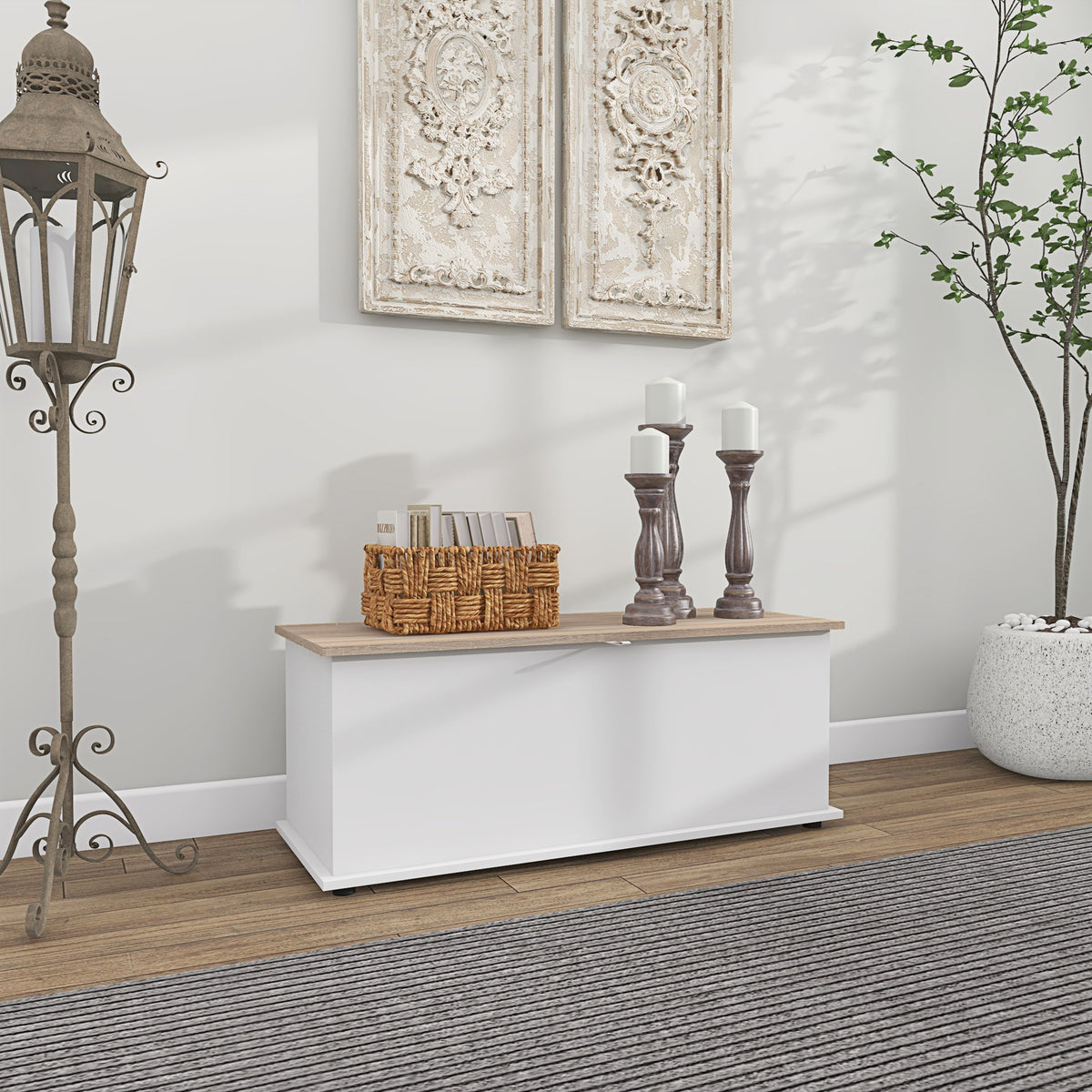 HOMCOM Multipurpose Wooden Storage Bench for Bedroom Entrance White 100x40x40cm