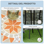 Outsunny Round Outdoor Coffee Table with Mosaic Ceramic Top, Metal, Ø35.5x53.5 cm, Multicolored