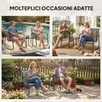Outsunny 3-Piece Steel Outdoor Set with 2 Breathable Rocking Chairs and Glass-Top Coffee Table, Grey and Black