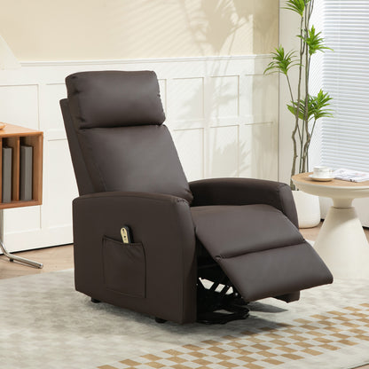 145° Reclining Lift Chair with Remote Control and Footrest, Dark Brown PU Leather, 67x95x105 cm