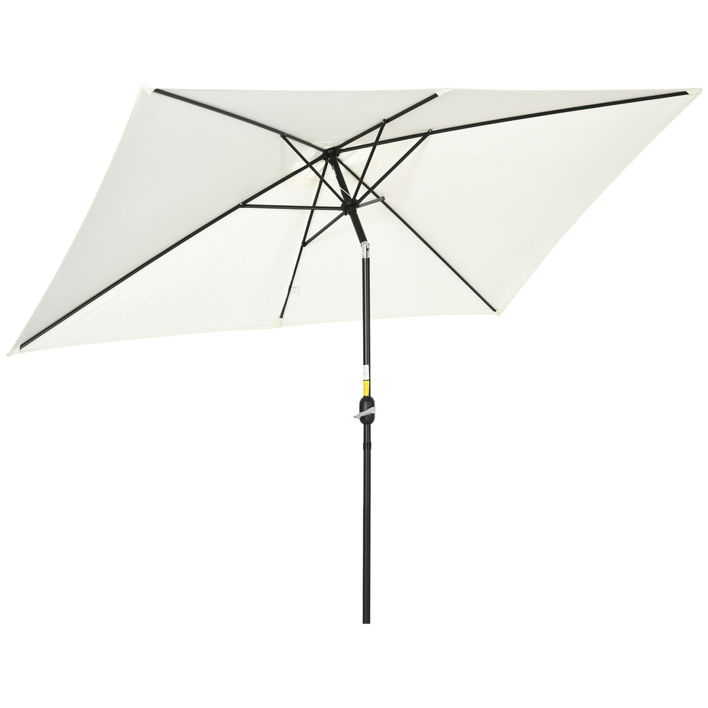 Rectangular Umbrella 2x3 m Foldable and Adjustable with Crank, in Aluminum and Polyester, Cream White