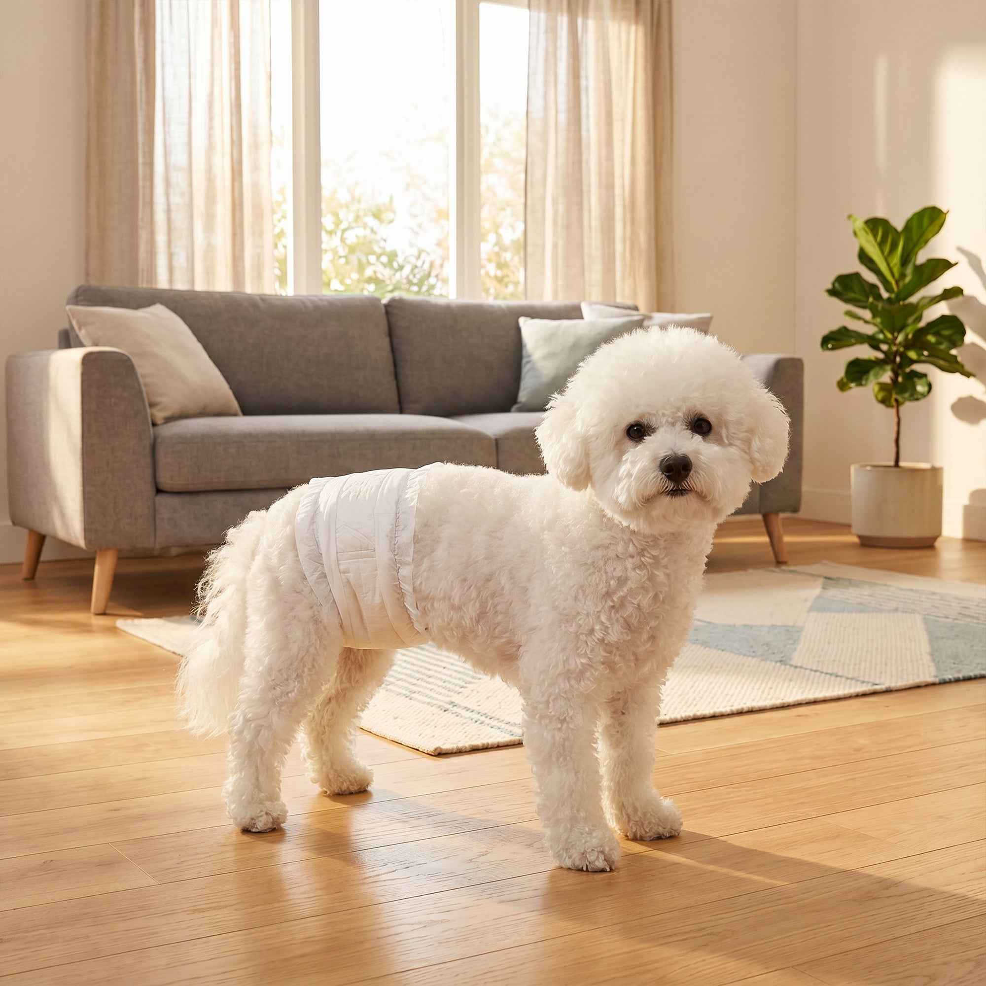 PawHut Dog Diapers for Male Dogs, 48 Pieces with Adjustable Elastic Band, 62x20 cm, White