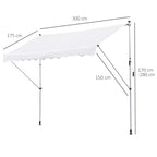 Outsunny 3x1.5m Arm Awning with Crank and Telescopic Structure, White