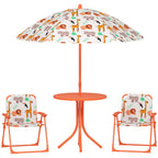 AIYAPLAY Children's Garden Set Picnic Table with Orange Umbrella