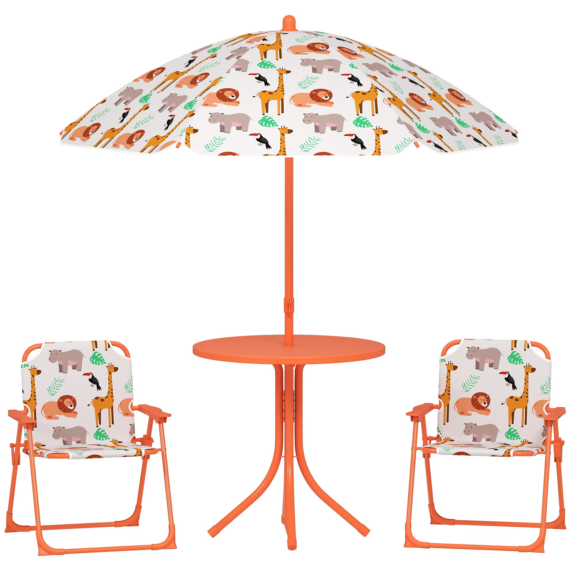 AIYAPLAY Children's Garden Set Picnic Table with Orange Umbrella