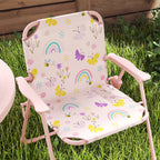 Garden Set for Children 2-5 Years with Round Table, 2 Folding Chairs and a Umbrella, Pink
