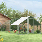 Garden Chicken Coop with Galvanized Frame, Waterproof Cover and Hexagonal Mesh, 3x6x2m, Silver