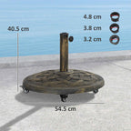 Outsunny 20kg Round Resin Umbrella Base with Wheels and Brakes, Bronze