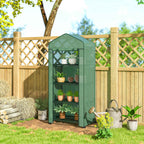 Outsunny 4-Tier Balcony Greenhouse with 4 Wheels and Roll-Up Entrance, Steel and PE, 69x50x165 cm, Green