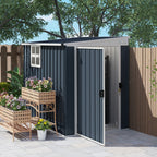 Steel Garden Shed 1.2x1.9 m with Lockable Door and Air Vents, Dark Gray