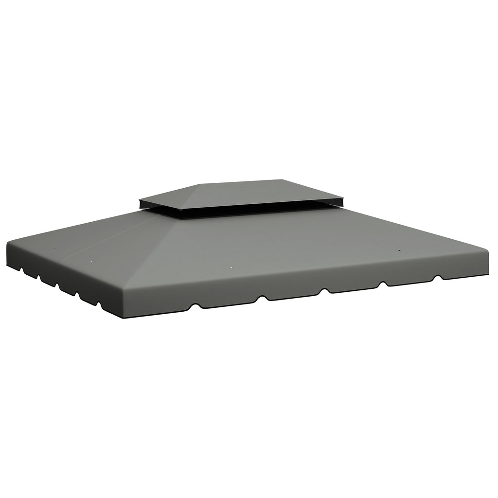 Outsunny 3x4m 2-Tier Gazebo Roof with 8 Drainage Holes in Light Grey Polyester