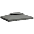 Outsunny 3x4m 2-Tier Gazebo Roof with 8 Drainage Holes in Light Grey Polyester