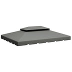 Outsunny 3x4m 2-Tier Gazebo Roof with 8 Drainage Holes in Light Grey Polyester