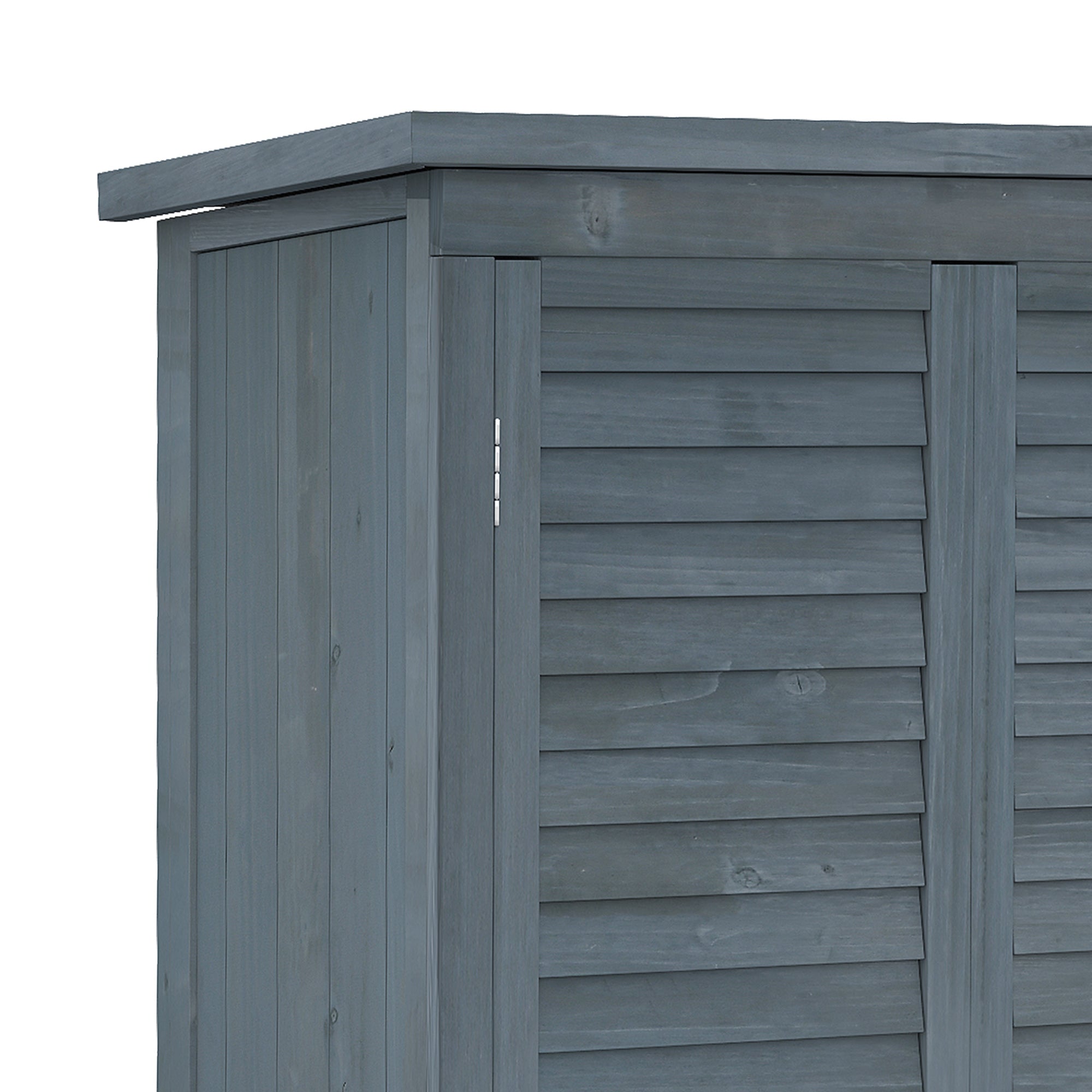 Outsunny Outdoor Wooden Wardrobe with 2 Shutter Doors and Internal Shelves, 87x46.5x160 cm, Grey
