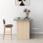 Set of 2 Bar Stools with Backrest, Faux Leather Cover and Footrest, 42x47x92cm, Black - Borgè