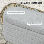 Teddy Fabric Bed End Bench with Storage Compartment, 116x41x40.5cm, Light Grey