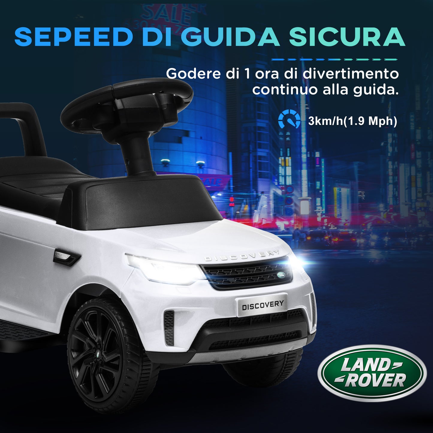 Land Rover Licensed 6V Children's Car, Electric and Push Operation, Speed 3km/h, White