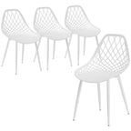 Set of 4 Modern Dining Chairs with Perforated Backrest in Plastic and Metal Legs, White
