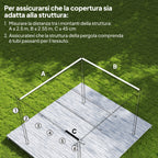 Outsunny Gazebo Pergola Roof with 10 Drainage Holes in Polyester, 250x255cm, for 3x3m Pergola, Coffee