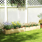 Raised Garden Bed with Internal Divider and Open Bottom, 237x60x25cm, Natural WoodRaised Garden Bed with Internal Divider and Open Bottom, 237x60x25cm, Natural Wood