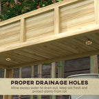 Outsunny Raised Wooden Planter with Bottom Shelf, Divider, Drainage Holes, 115x46x75 cm, Wood Color