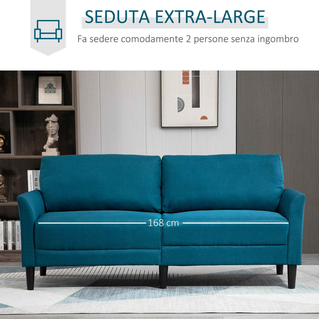 3-Seater Fabric Sofa with Deep Seat and Thick Padding, 191x79x87 cm, Peacock Blue
