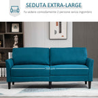 3-Seater Fabric Sofa with Deep Seat and Thick Padding, 191x79x87 cm, Peacock Blue