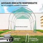 Outsunny 3x2 m Tunnel Greenhouse with Extra Shading Net, Windows and Zip Entrance, in PE and Steel, Green
