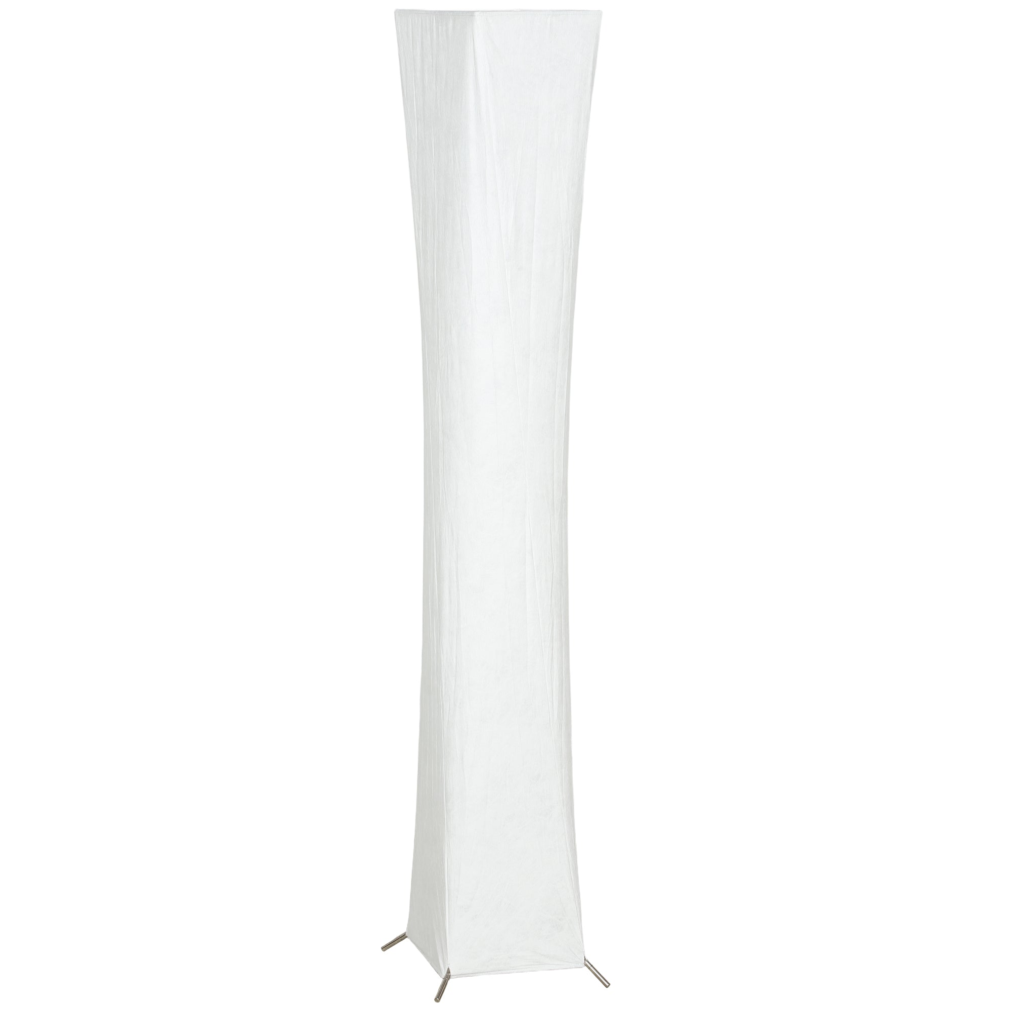 HOMCOM Modern Floor Lamp with Foot Switch, Steel and Fabric, 25x25x129 cm, White and Silver