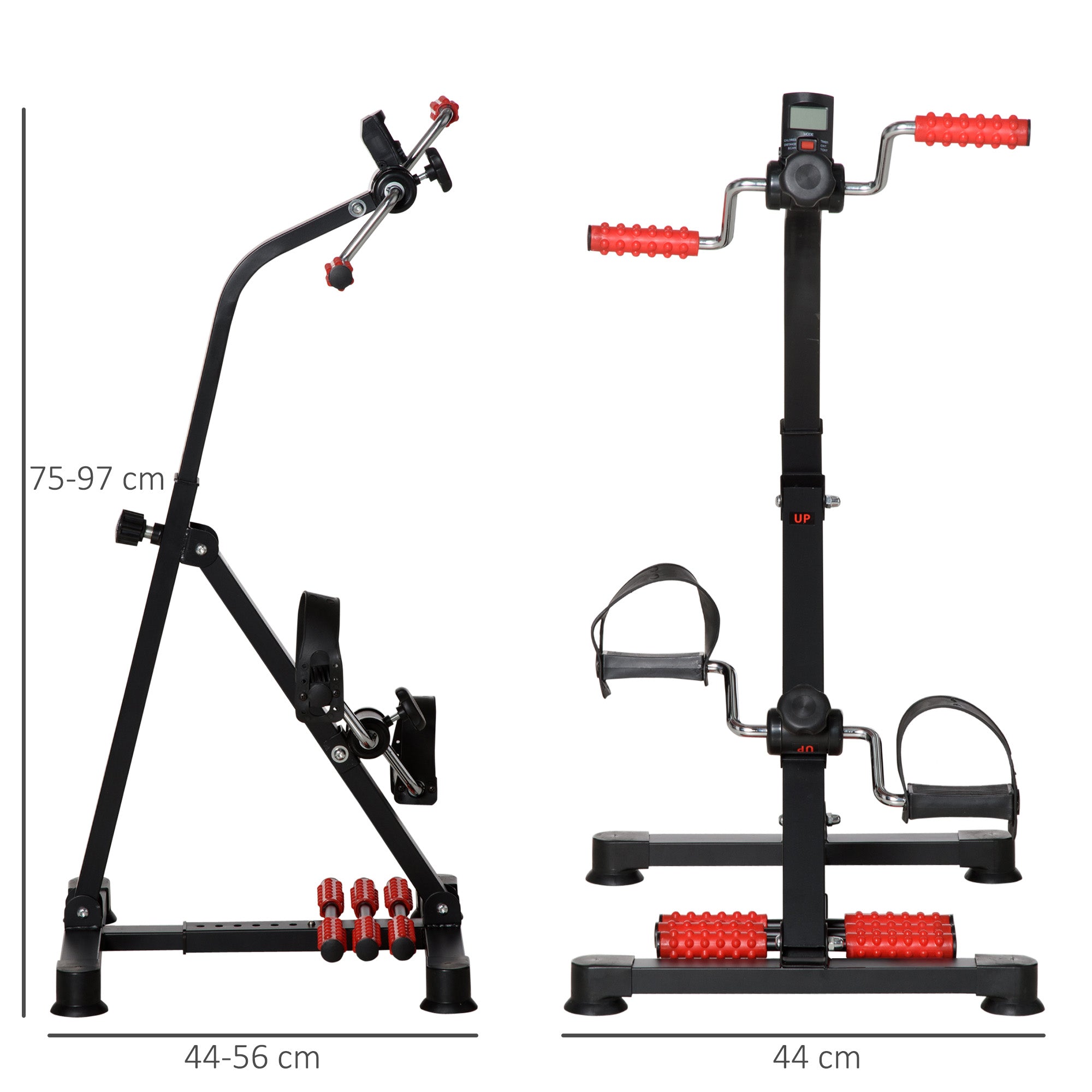 Arm and Leg Pedal Exerciser with LCD Screen, Adjustable Height and Resistance, 56x44-56x75-97 cm