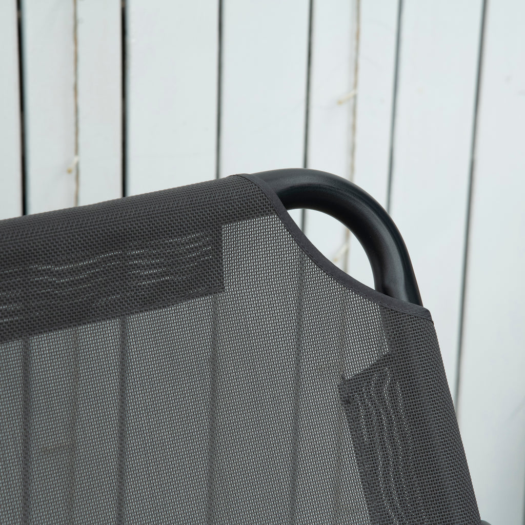 SIERA | 2-Seater Swing with Adjustable Canopy and Cushions, in Steel and Polyester, 144x117x173 cm, Grey