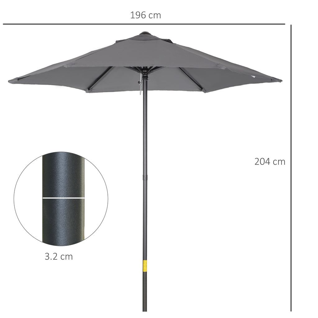 Garden Umbrella 2x2 m with 6 Ribs with Air Vent, in Aluminium, Metal and Dark Gray Polyester