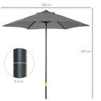 Garden Umbrella 2x2 m with 6 Ribs with Air Vent, in Aluminium, Metal and Dark Gray Polyester