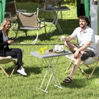 Outsunny Folding Garden Table with Adjustable Height, Made of Metal and HDPE, 76x50x74 cm, Dark Grey
