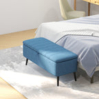 Storage Bench Pouf Footstool Padded, 102x40x44 cm, Dark Blue