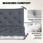 Outsunny Capitonné Style Garden Cushion with 6 Ties, in Cotton and Polyester, 150x98x8 cm, Dark Grey