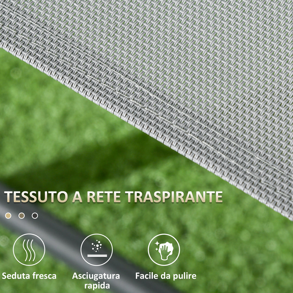 3 Piece Garden Set with 2 Chairs 53.5x64x93 cm and Coffee Table Ø45x50 cm, in Metal, Light Grey