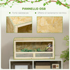 Wooden Reptile Terrarium with Sliding Glass Doors and Mesh Panels, 60x29.5x29.5cm