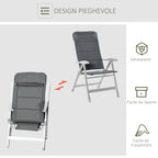 Folding Fishing Chair with Armrests and Adjustable Backrest, in Aluminum and Polyester, 75x61.5x76-115 cm, Gray