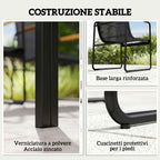Outsunny Garden Table and 6 Chair Set with Steel and Glass Armrests, Black