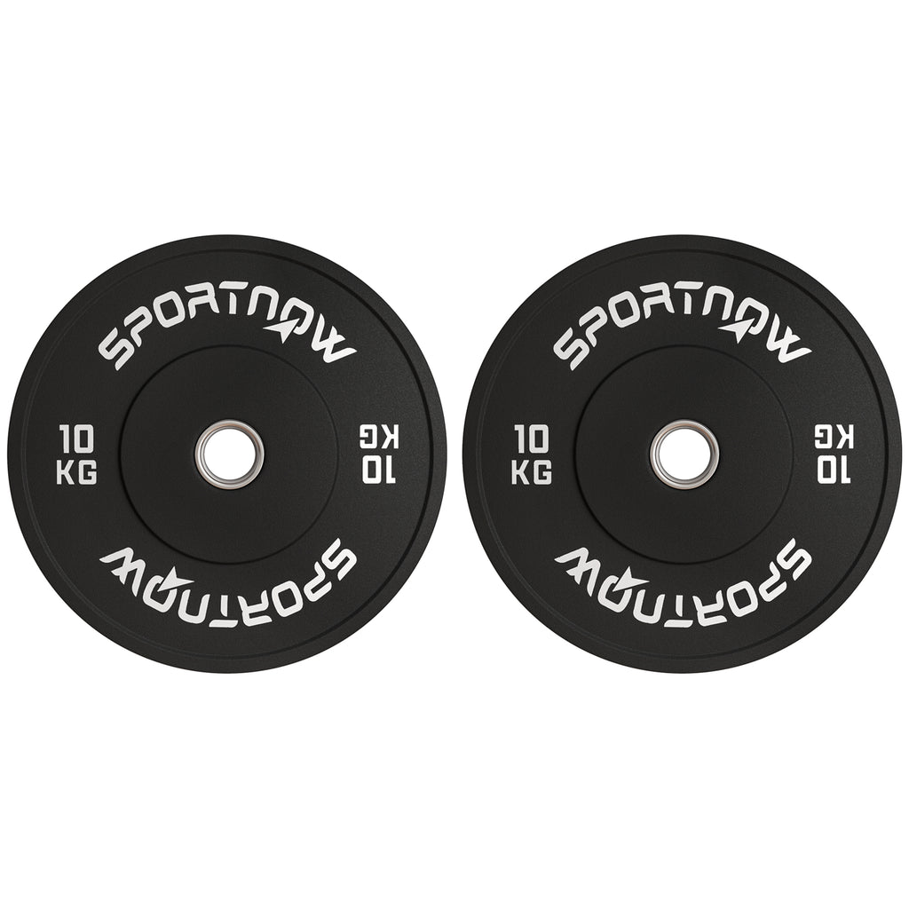 Set of 2 10kg Rubber Weight Discs with 2"/5 cm Hole for Dumbbells and Barbells, Black