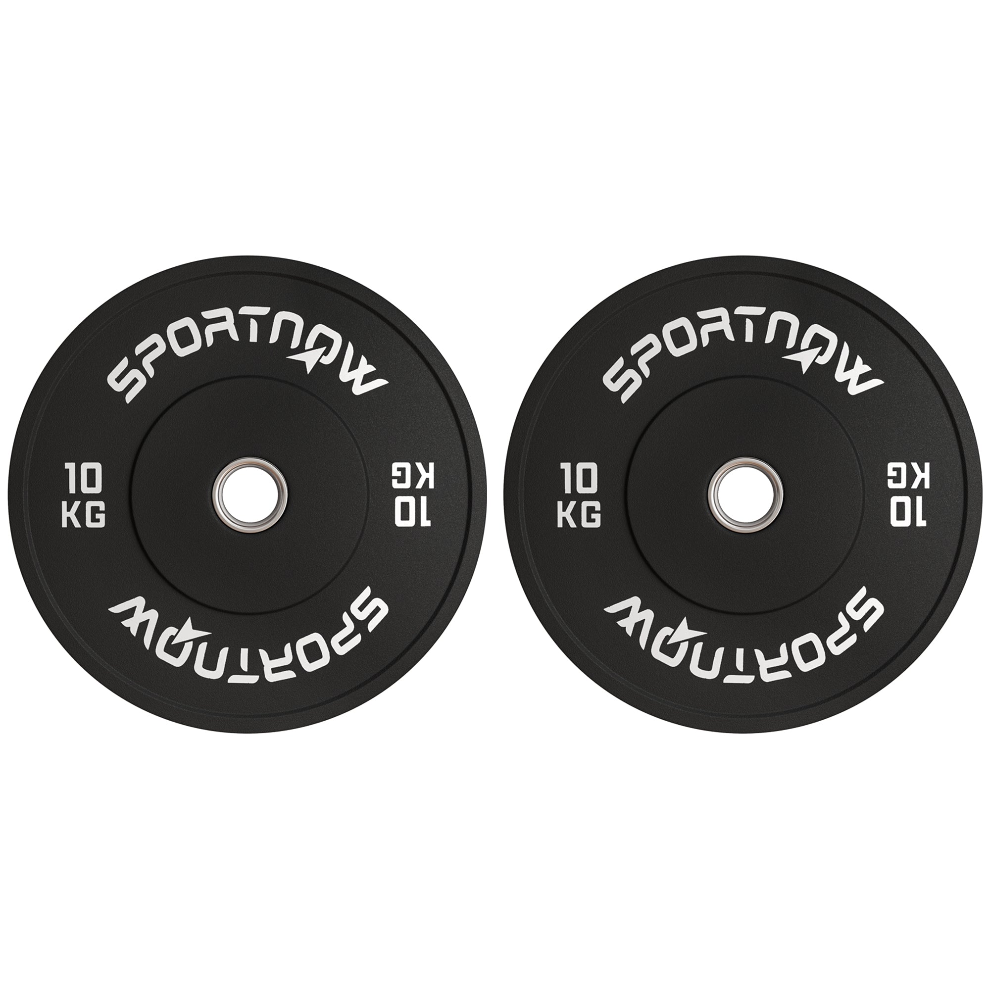 Set of 2 10kg Rubber Weight Discs with 2"/5 cm Hole for Dumbbells and Barbells, Black